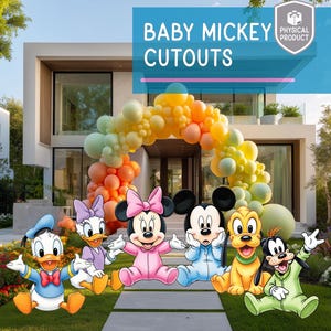 Ritagli di Topolino e i suoi amici, festa a Disneyland, compleanno Disney, baby shower, cartello da giardino, Minnie, Paperino, Paperina