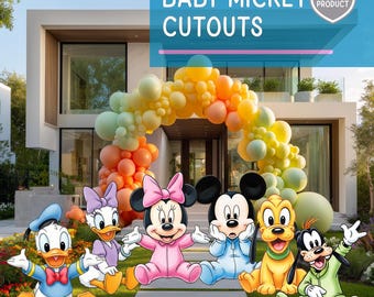 Recortes de Mickey Mouse bebé y sus amigos, fiesta de Disneyland, cumpleaños de Disney, baby shower, letrero para césped, Minnie Mouse, Pato Donald, Pata Daisy