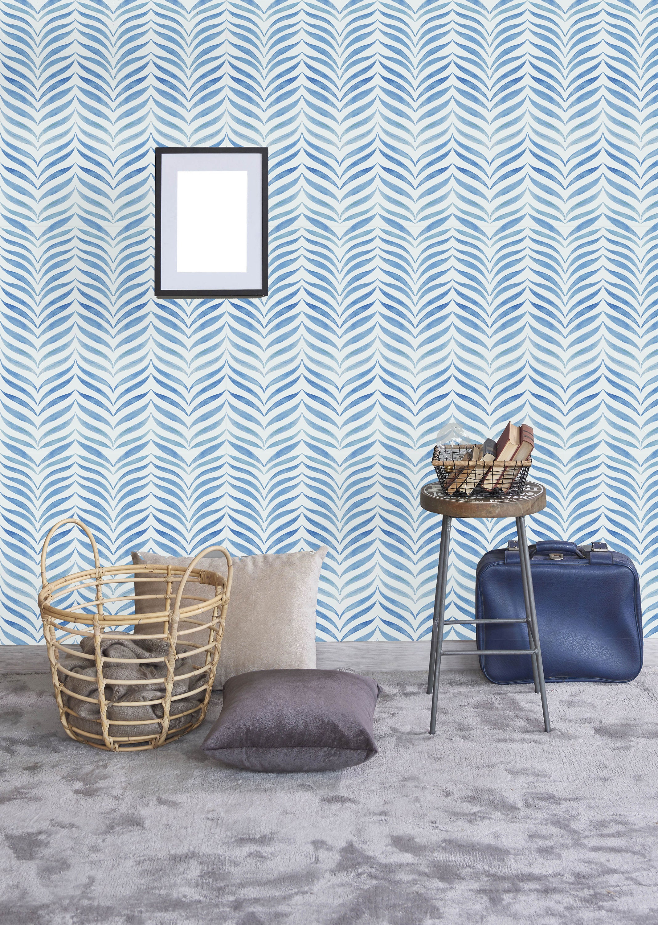 Blue Herringbone Removable WallpaperPeel and Stick Etsy