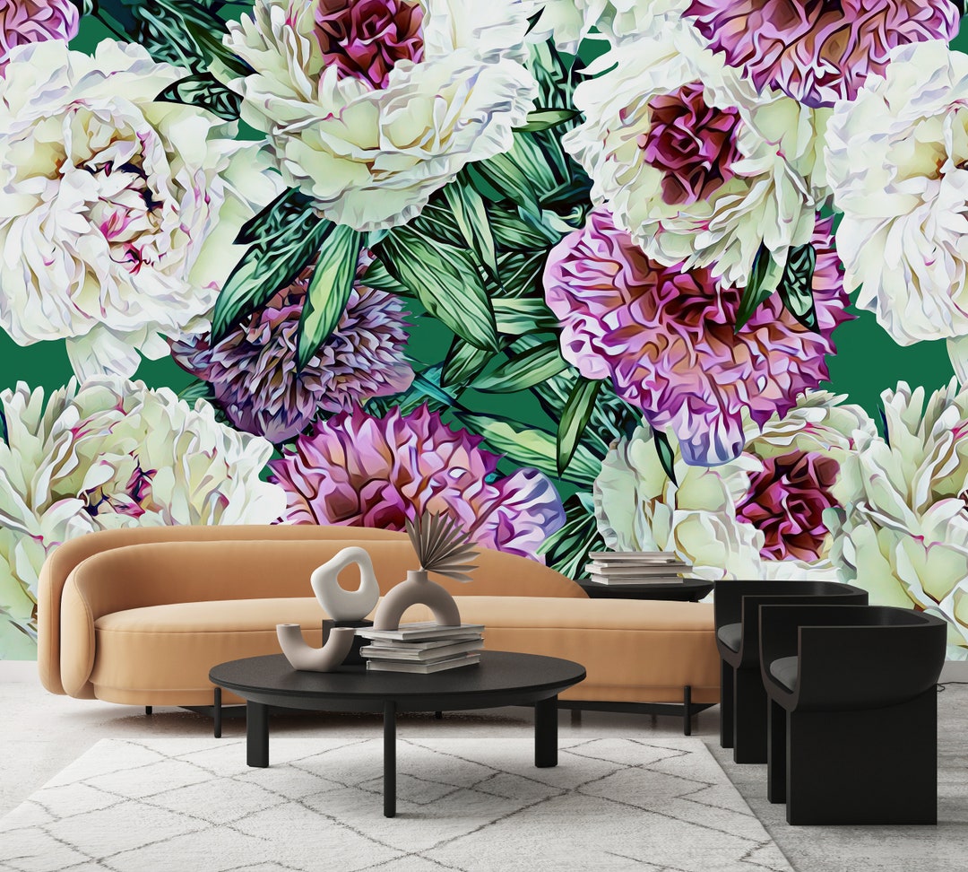 Pink and White Peonies Wallpaper-peel and Stick Wallpaper-wall Mural ...