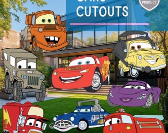 Cars Party Cutout, Boys Birthday, Boys Baby Shower, Party Decor, Party Props, Standee, Lightning Mcqueen, Mater, Lawn Sign, Standee, Cars