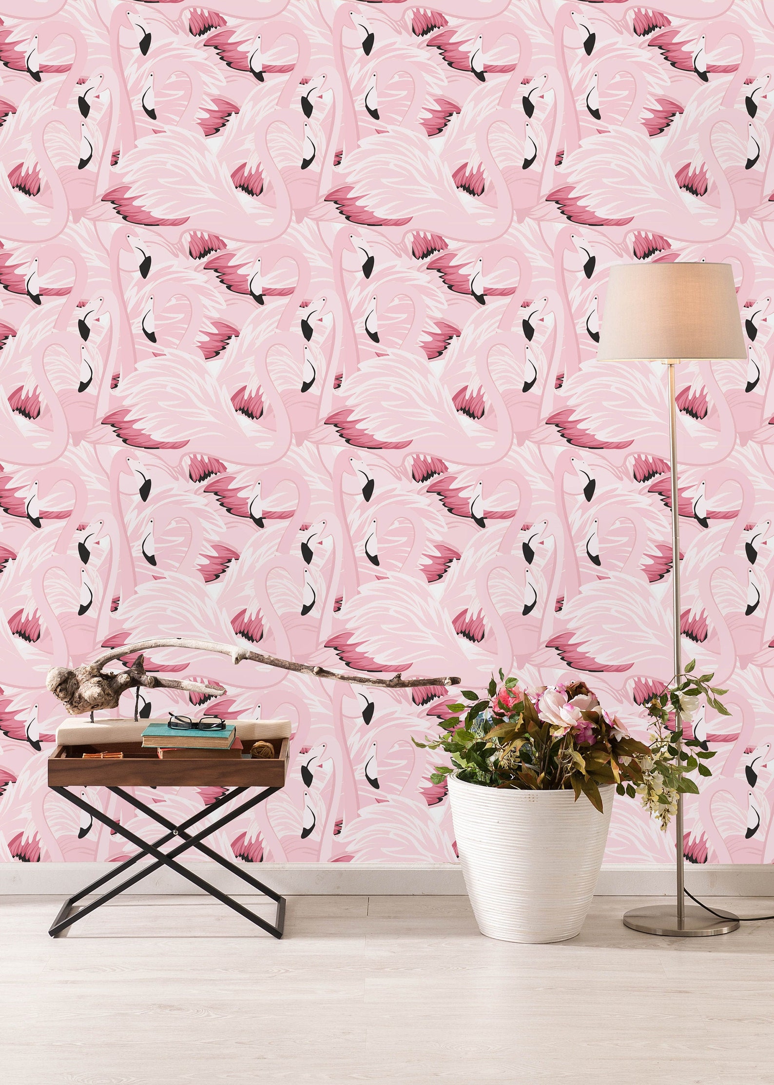 Exotic Flamingo Removable Wallpaperpeel and Stick Etsy