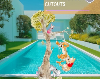 Winnie the Pooh and Friends Cutout, Large Tree Cutout, Classic Winnie the Pooh Baby Shower, First Birthday, Backdrop, Party Props, Storybook