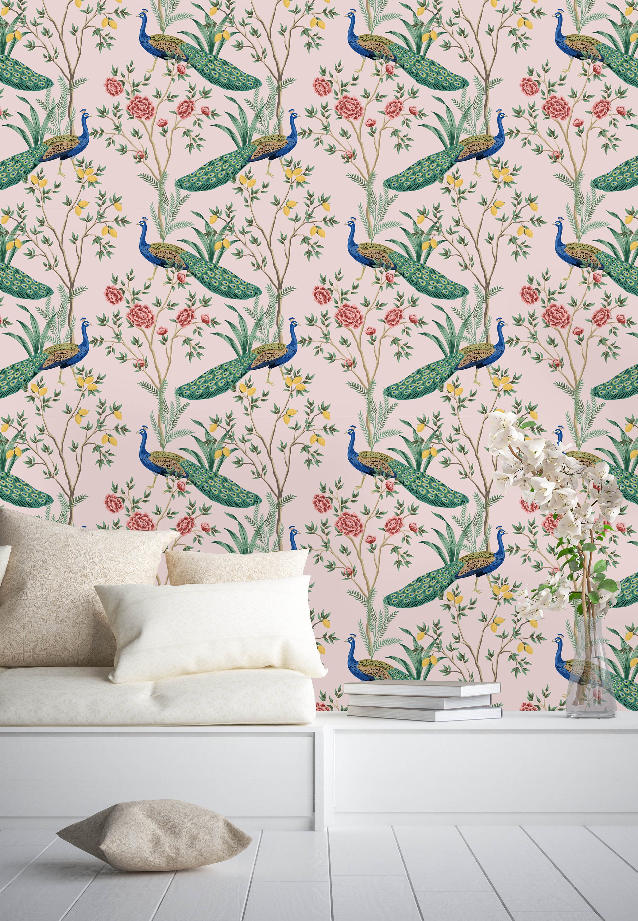 Vintage Peacock Removable Wallpaper-Peel and Stick | Etsy