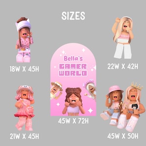Rosa Roblox-flickor utklipp, trädgårdsskylt, födelsedagsdekoration, spelfestdekor, bakgrund, gräsmatteskylt bild 2