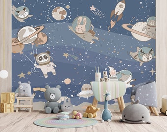 Space Pattern Wallpaper-Peel and Stick Wallpaper-Wall Mural- Self Adhesive and  Pre-Pasted Wallpaper Kids Decor