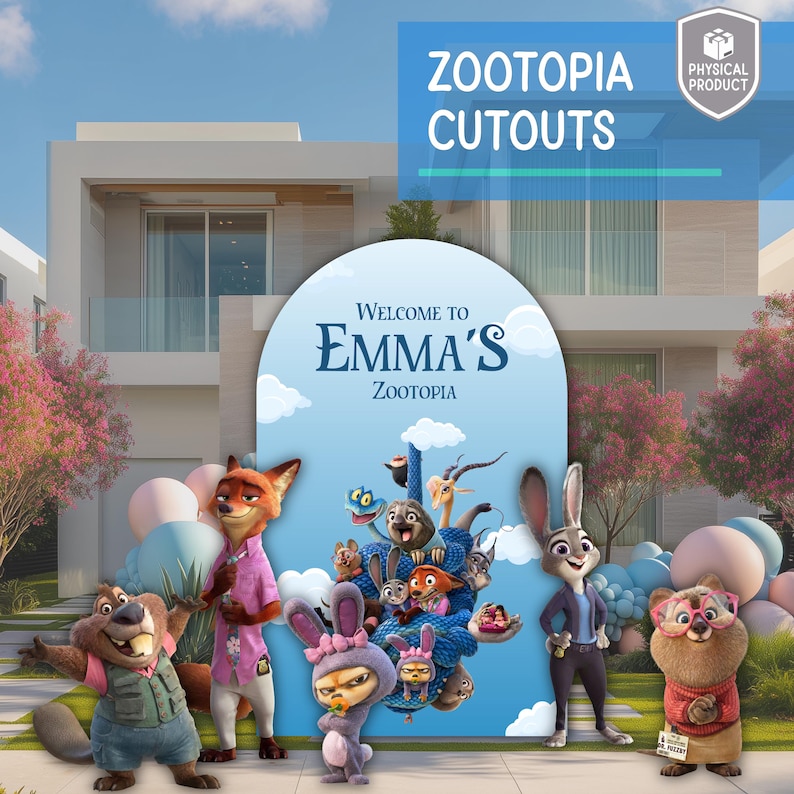 Zootopia 2 Cutouts, Birthday Decor, Props, Baby Shower, Zoo Animals Party, Centerpieces image 1