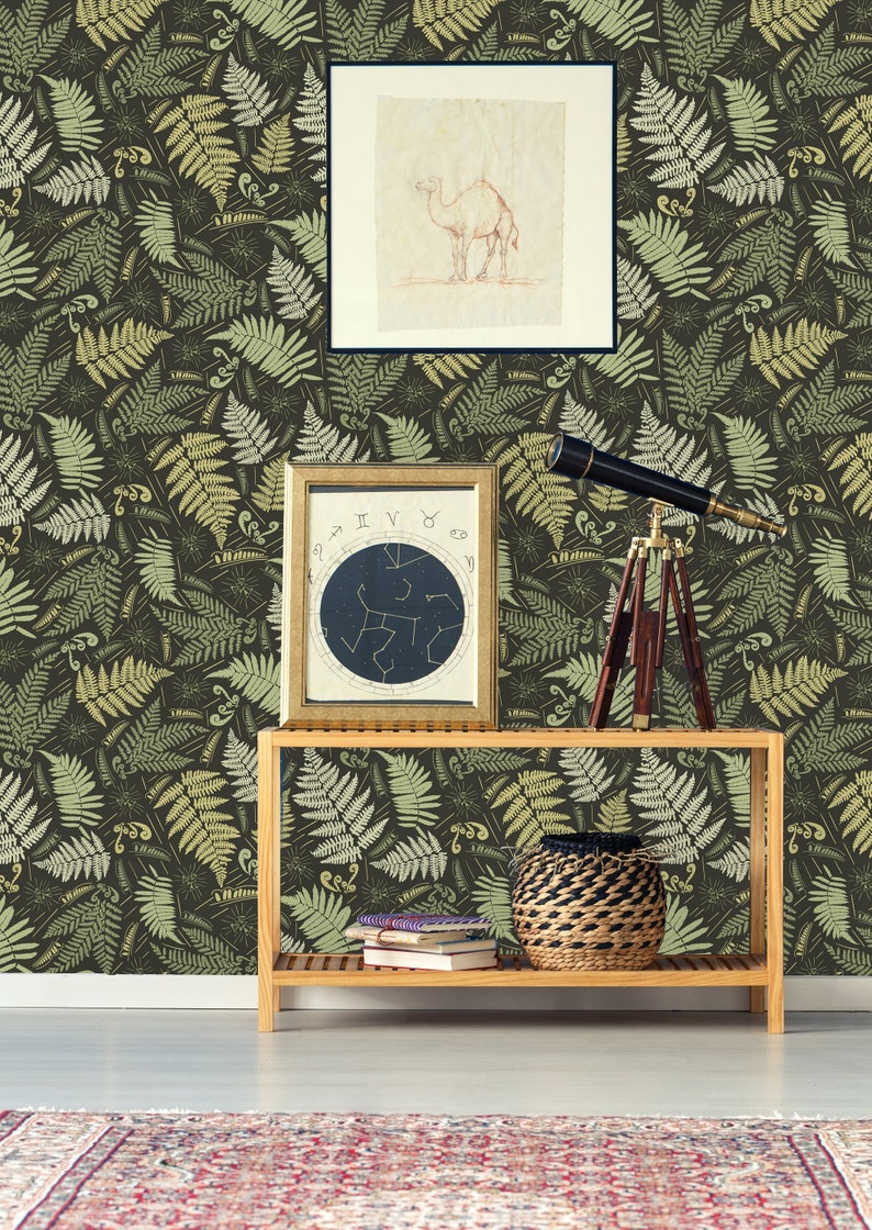 Vintage Ferns Removable Wallpaperpeel and Stick Etsy