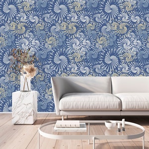 Blue Geometrical Pattern Wallpaper-Wall Mural- Self Adhesive Wallpaper Pre-Pasted Wallpaper