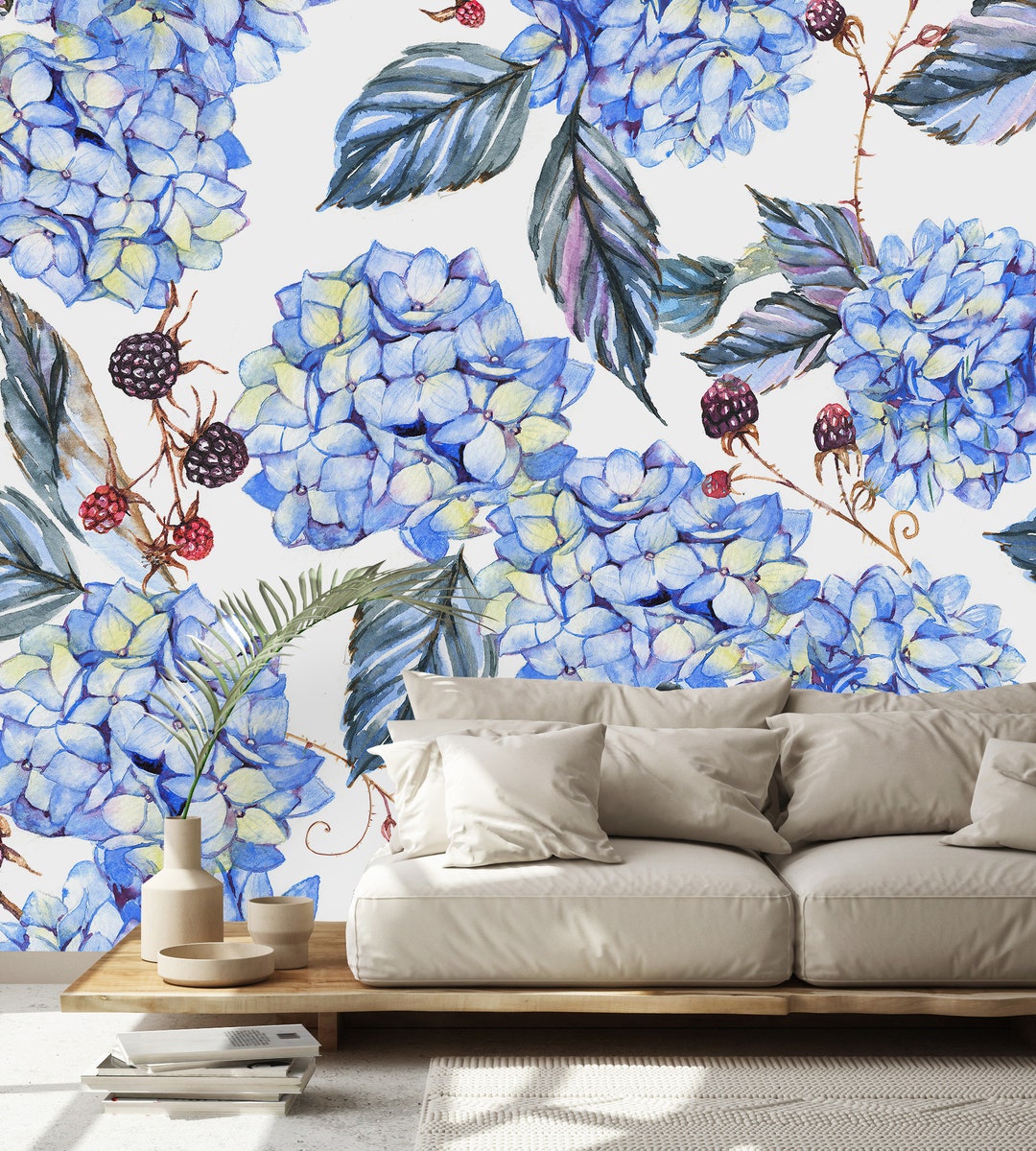 Hydrangea Wallpaper-peel and Stick Wallpaper-wall Mural Self - Etsy