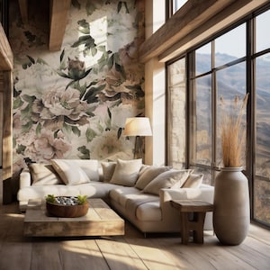 Vintage Roses and Peonies Peel and Stick Wallpaper, Removable ...