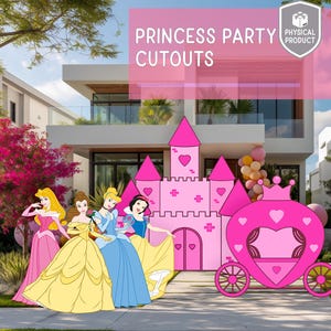 Ritagli di principessa, carrozza della principessa, bambina, castello rosa, festa della principessa, cartello da giardino, primo compleanno, accessori per feste, bambina, baby shower