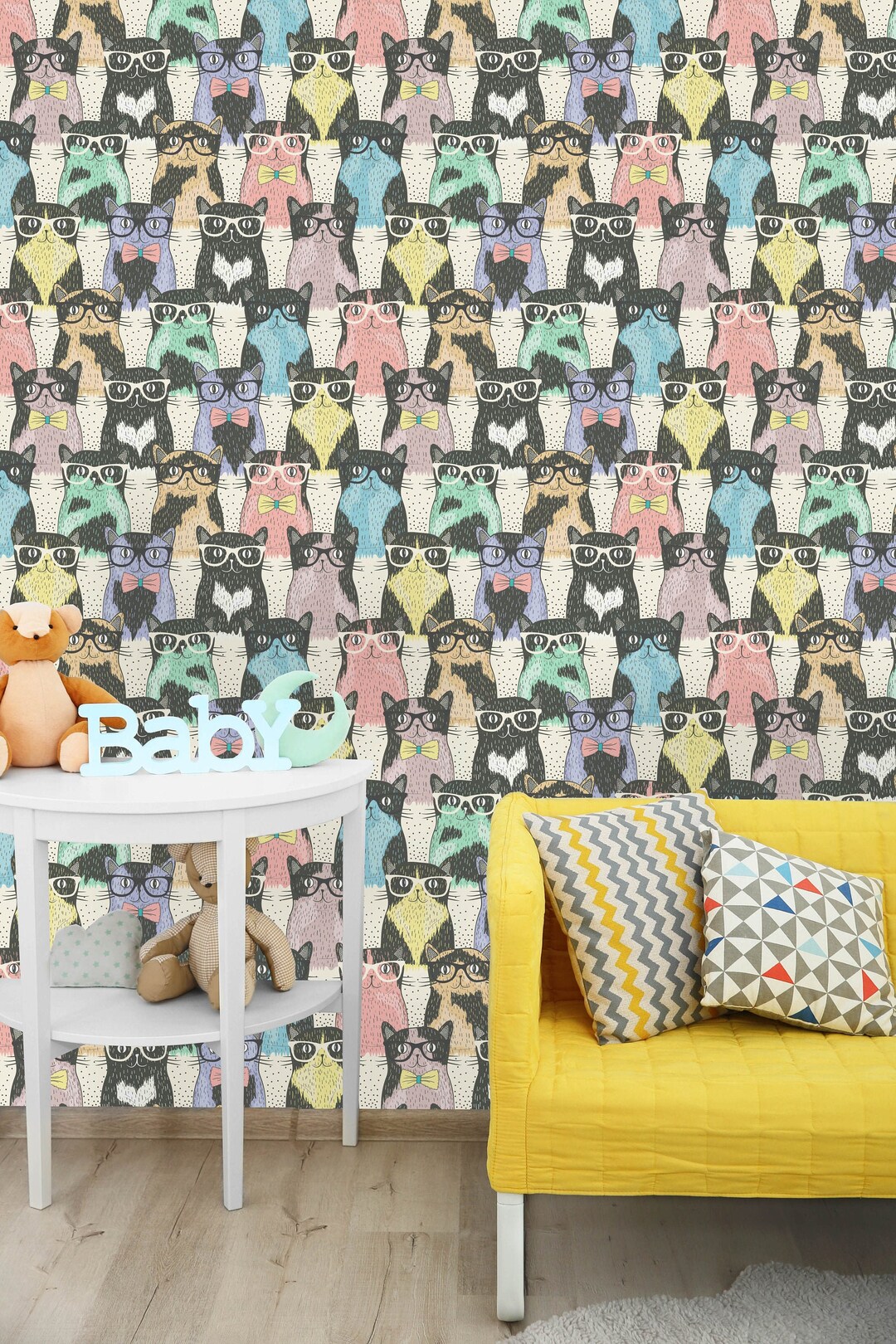 Bright Cats Wallpaper-peel and Stick Wallpaper-wall Mural Self Adhesive