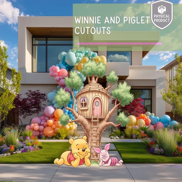 Aquarell Winnie the Pooh Ausschnitt, großer Baum Ausschnitt, klassisches Winnie the Pooh Baby Shower Decor, erster Geburtstag, Backdrop, Party Requisiten