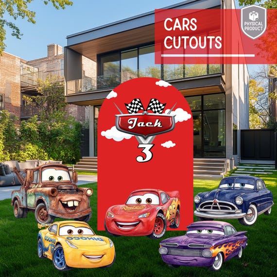 Cars Party Cutouts, Boys Birthday, Baby Shower, Party Decor, Party Props, Lightning McQueen, Lawn Sign, Backdrop