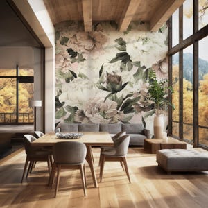 Vintage Roses and Peonies Peel and Stick Wallpaper, Removable ...