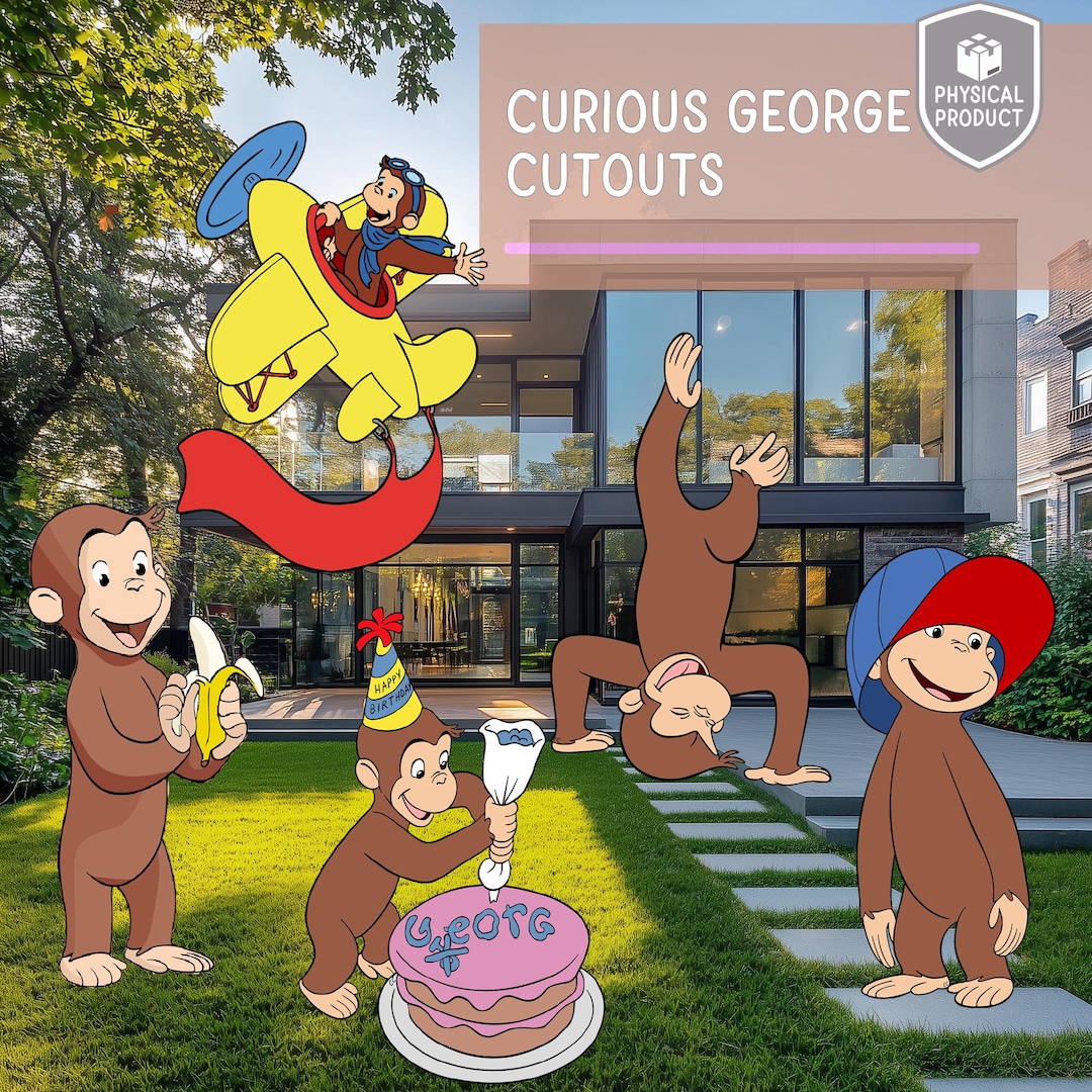 Curious George Cutout, Birthday Decoration, Baby Shower, Party Prop ...