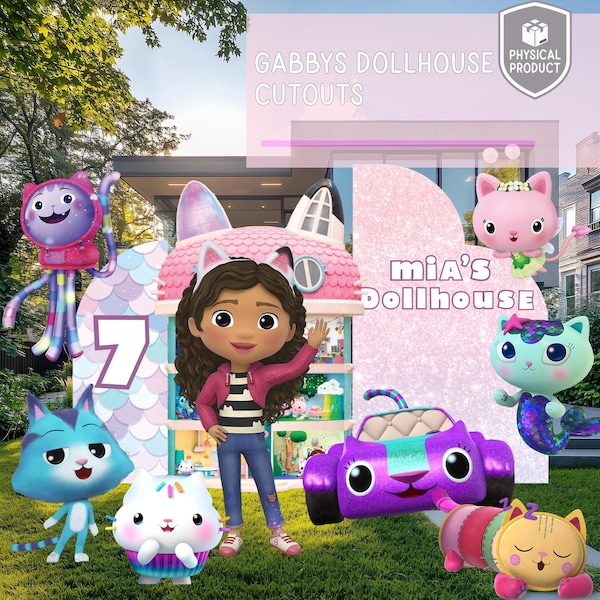 Gabby's Dollhouse Cutouts, Yard Sign, Party Props, Baby Girl, Baby Shower, Gabby Doll House Birthday Decor, Backdrop