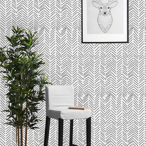 Black and White Geometric Sticks Removable Wallpaper-peel and - Etsy UK