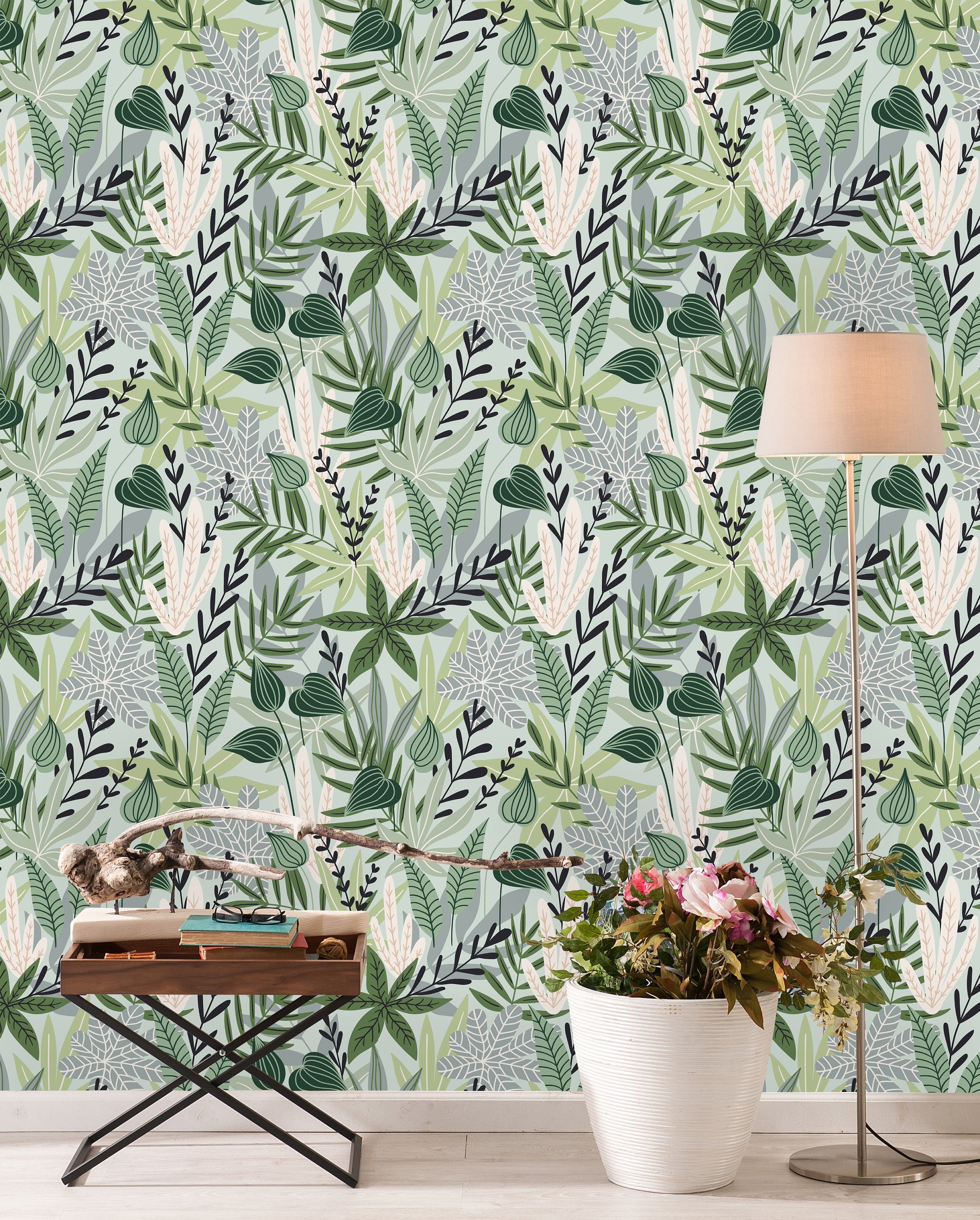 Botanical Pattern Removable Wallpaper-Peel and Stick | Etsy