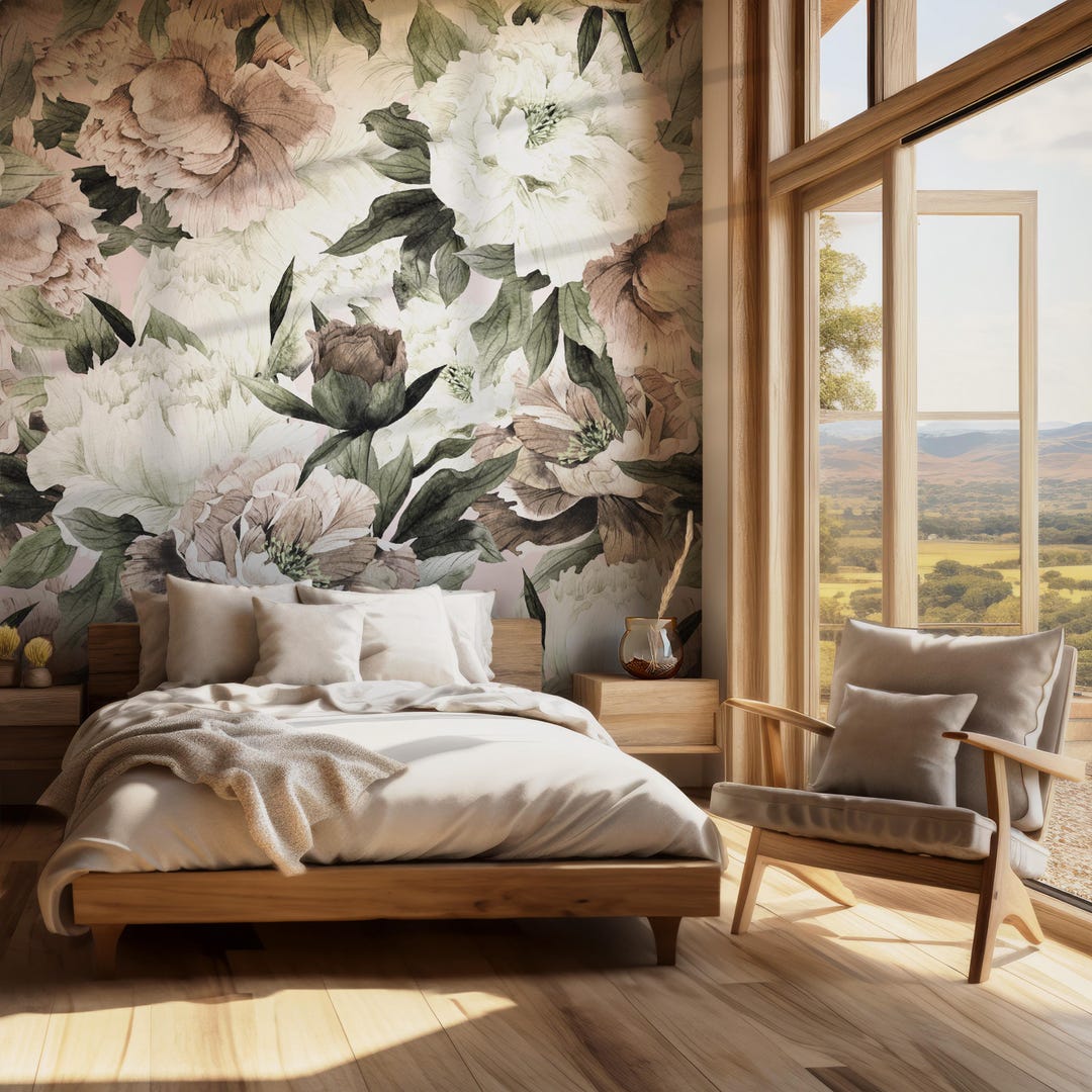 Vintage Roses and Peonies Peel and Stick Wallpaper, Removable ...