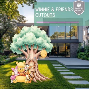 Watercolor Winnie the Pooh and Friends Cutout, Large Tree Cutout, Classic Winnie the Pooh Baby Shower Decor, First Birthday, Party Props