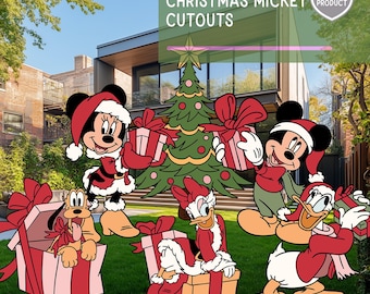 Julutklipp med Musse Pigg och vänner, Grässkylt, Trädgårdsskylt, Juldekorationer, Disney Jul