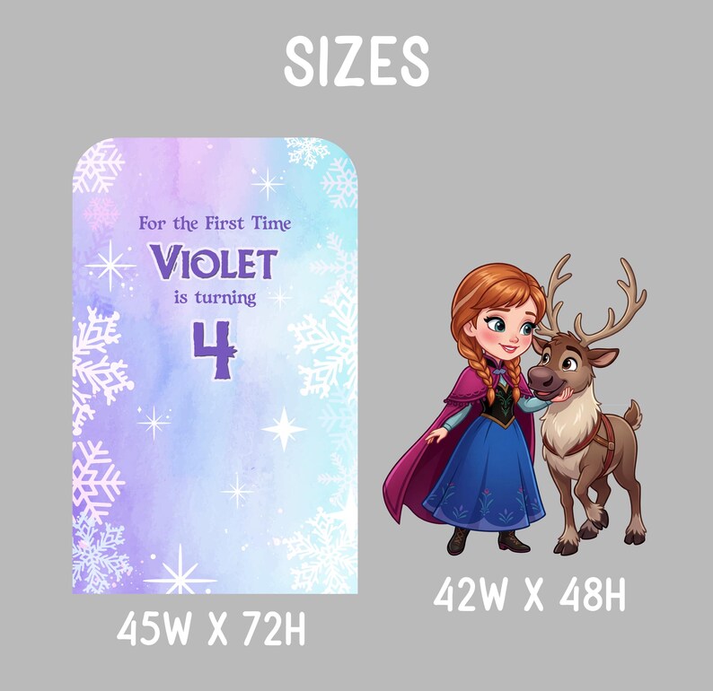 Anna Frozen Cutouts, Princess Party, Yard Sign, First Birthday, Party Props, Baby Girl, Baby Shower, Fairytale, Standee, Onederland image 2