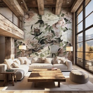 Vintage Roses and Peonies Peel and Stick Wallpaper, Removable ...