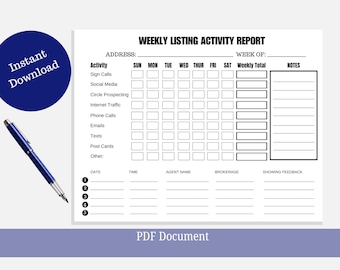 Informe de actividad de listado semanal