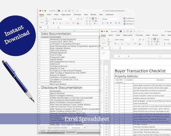Hoja de Excel con lista de verificación de transacciones del lado del comprador