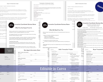 Paquete de inicio para coordinador de transacciones: documentos editables en Canva