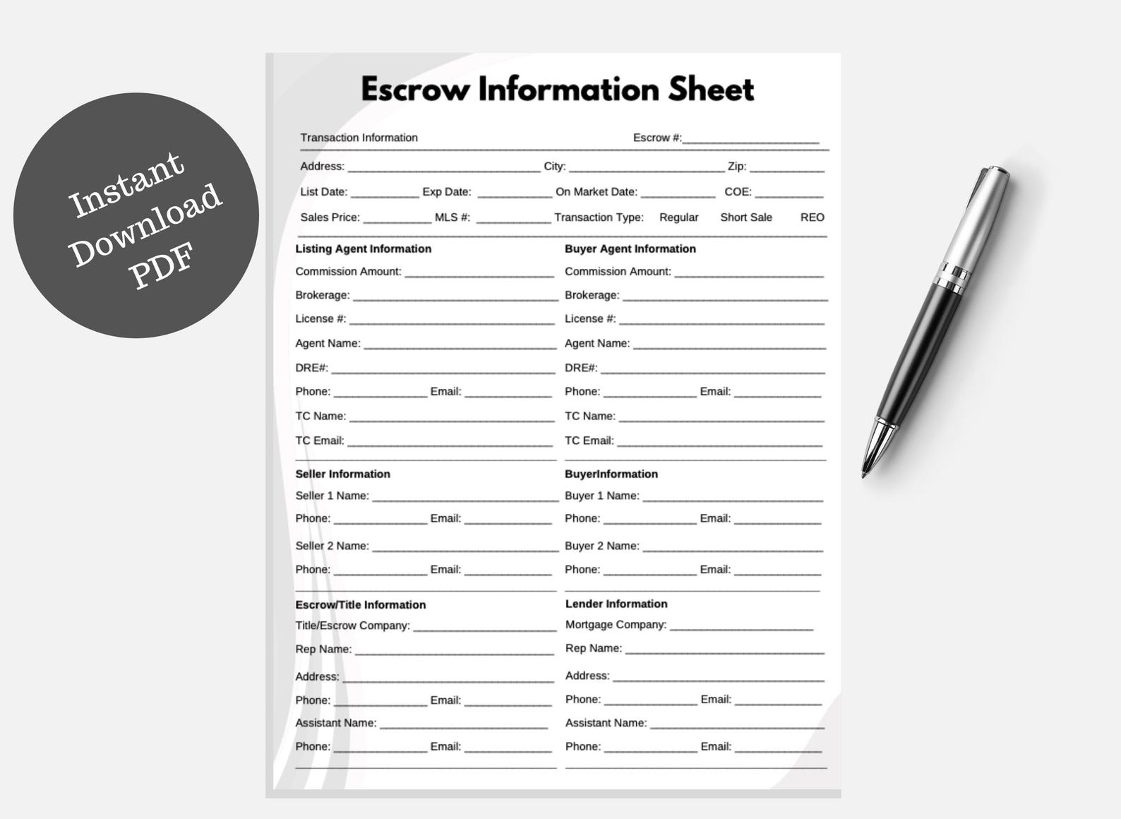 Escrow Information Sheet - Etsy