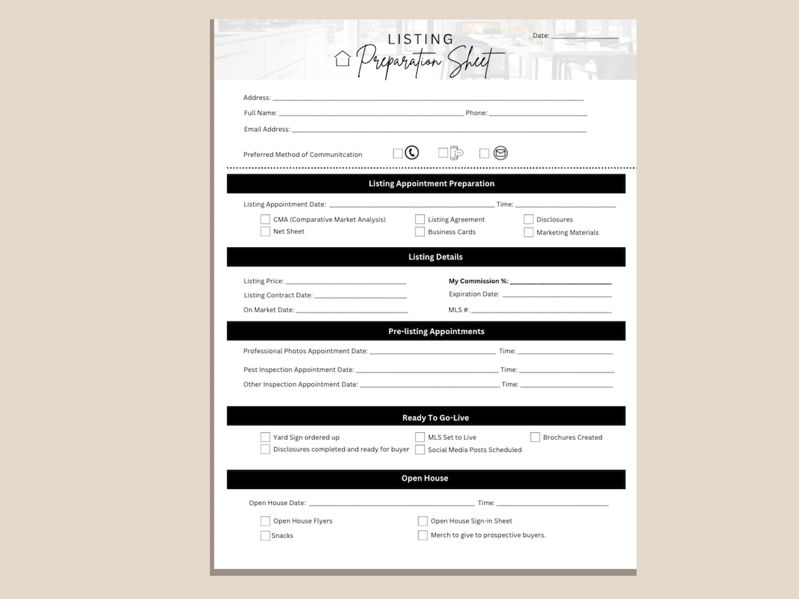 Buyer & Seller Sheets | Client Info | Client In-take Sheet | Real ...