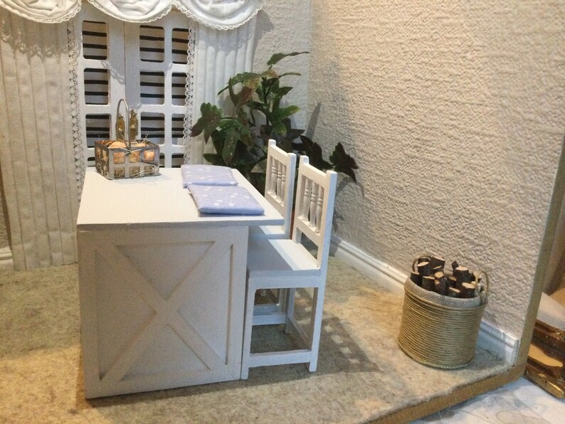 Dollhouse Kitchen Island With 2 Bar Chairs Etsy