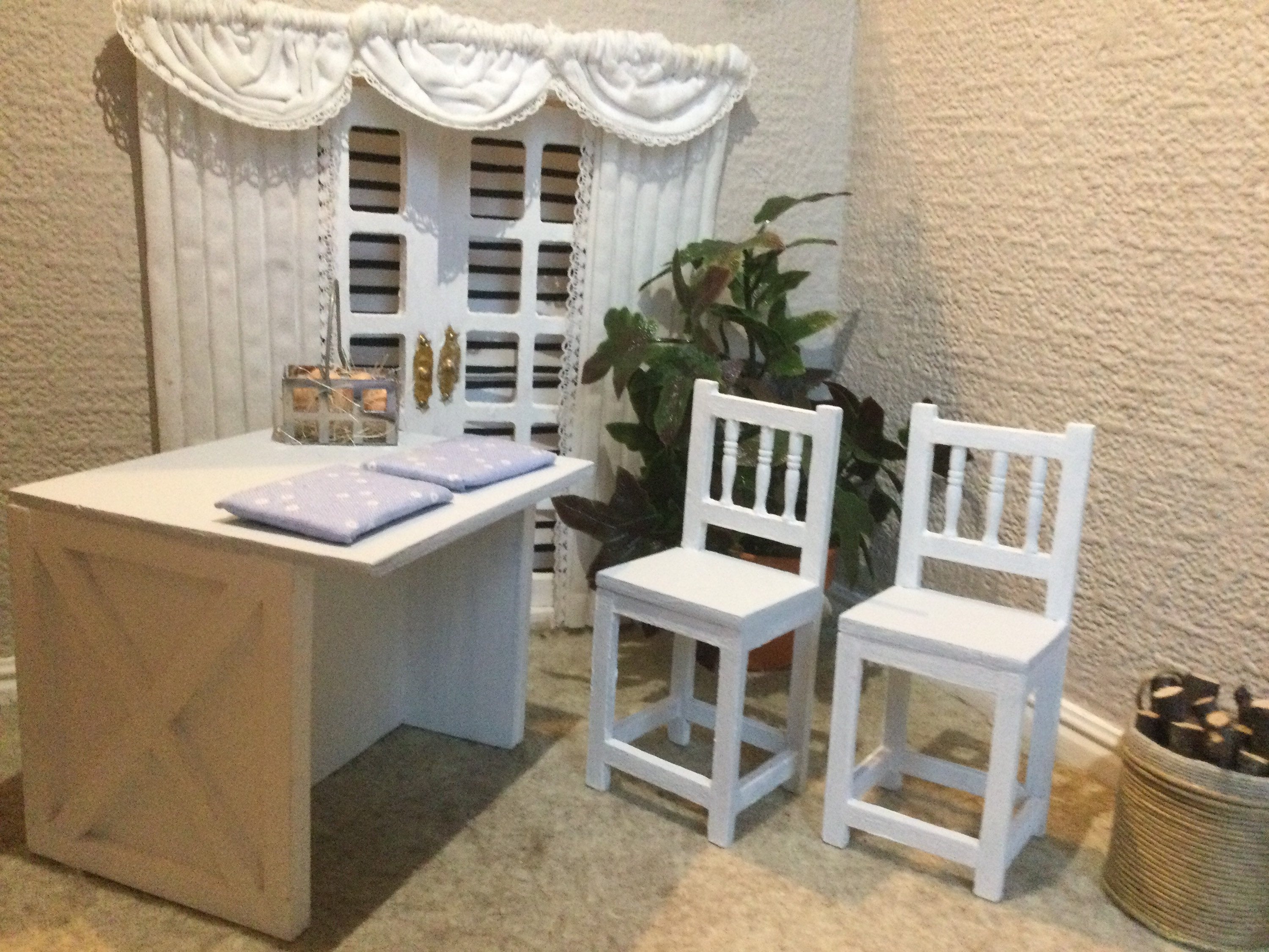 Dollhouse Kitchen Island With 2 Bar Chairs Etsy