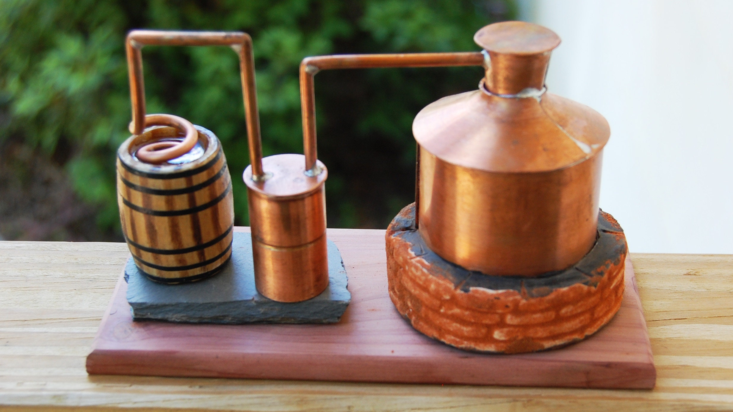 Small Copper Moonshine Still Display on a Wood Base Etsy