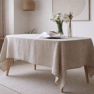 Natural Linen Tablecloth, Custom Size Table Cloth, Prewashed Softened Linen, Square Round Rectangle Oval Table Cover, Rustic Boho Wedding
