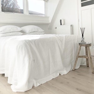 Linen Bedspread - Coverlet Bedspreads -  Linen King Bedspread In White - Washed Linen Bedspread - Linen Quilts In Many Sizes