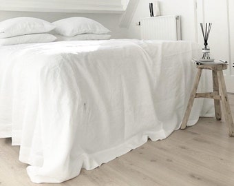 Linen Bedspread - Coverlet Bedspreads -  Linen King Bedspread In White - Washed Linen Bedspread - Linen Quilts In Many Sizes