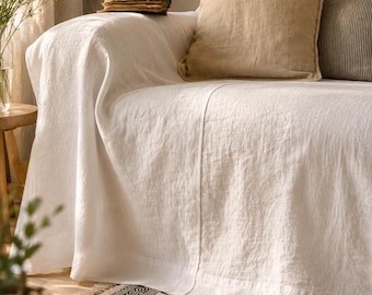 Witte linnen bankhoes - handgemaakte stonewashed bankhoes