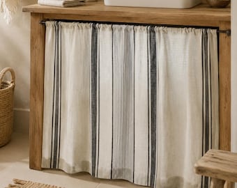 Handmade Linen Curtain Panel – French Style Natural Linen Drapes, Rod Pocket Window Curtain, Minimalist Home Decor
