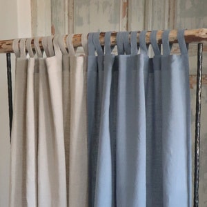 Tab Top Linen Curtain Panel -  Linen Window Treatments in Various Colors - Custom Linen Curtains - Linen Drapes