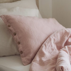 Stonewashed Linen Pillowcase - Pink pillow covers - Pink linen pillow case - Handmade linen pillows - Linen bedding - Various sizes