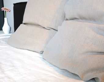 Funda de almohada de lino natural, lino suave lavado a la piedra, cierre tipo sobre, ropa de cama de lino natural, funda de almohada de lino
