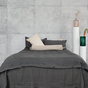 Stone Washed Linen Bedding in Gray. Linen Duvet Cover. Luxury Linen Bedding. Natural Linen Duvet Cover. image 3