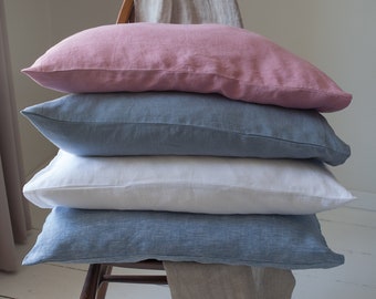 Set of 2 pillowcases King 20”x36” (51x91 cm). Linen bedding. Softened linen pillow covers. Many colors.