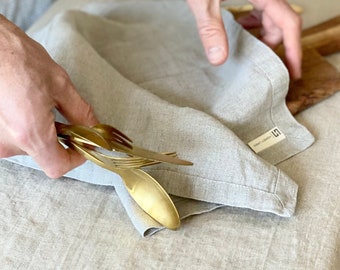 SET of 2 Natural Stonewashed Linen Napkin – Handmade Table Decor - Natural Linen Cloth Napkins - Handmade Natural Napkins - Weddings Napkins