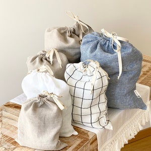 Reusable linen bags - Linen storage bag - Zero waste linen bread bag - Bags for nuts - Linen bread keeper - Kitchen linens - Gift idea