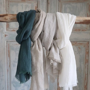 Natural linen scarf Soft scarf Men's scarf Women's scarf Unisex scarf Gift for her Handmade soft linen scarves zdjęcie 1